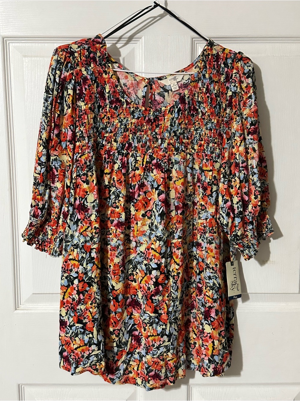 Terra & Sky Multicolor Floral Smocked Blouse